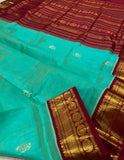 KSC - Double shaded Sea Green with Maroon Korvai