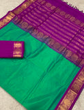 KSC - Double shaded Sea Green with Magenta korvai