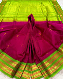 KSC - Double shaded Pattu Rose with Leafy Green Korvai