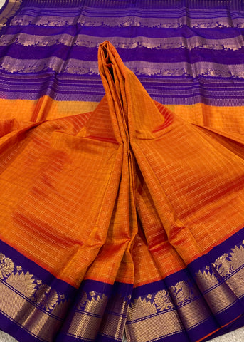 KSC - Double shaded Rustic Orange with Navy Blue Kattam