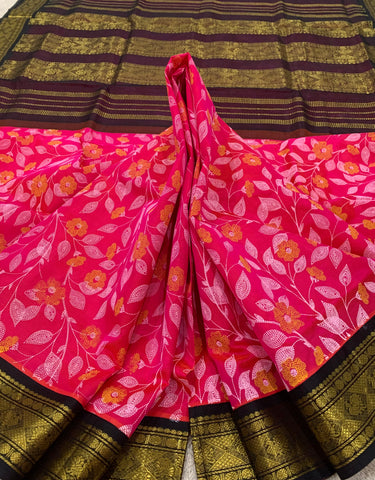 KSC -   Salmon Pink with Black Kalamkari Prints