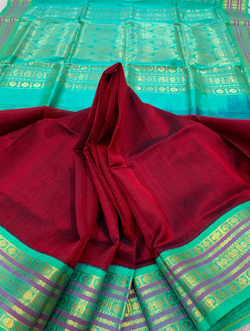 KSC - Double shaded Maroon with Sea Green Korvai