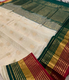 KSC - Ivory with Green/Gold/Maroon Korvai