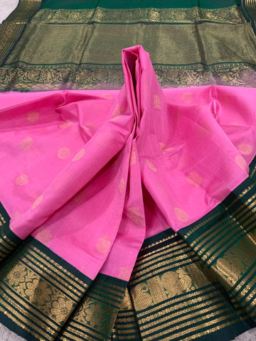 KSC - Rosemilk Pink with Bottle Green Korvai