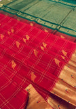 KSC - Chilli Red with Emerald Green Paithani