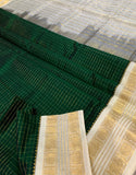 KSC - Deep Emerald Green with Venn Pattu Kattam Korvai