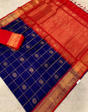 KSC - Double Shaded Royal Blue with Chilli Red Mayil Chakram Kattam