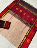 KSC - Double shaded Wheatish Beige with Arakku Red Korvai