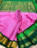 KSC - Deep Rosemilk Pink with Emerald Green Lakshadeepam Korvai