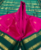 KSC - Double shaded Pattu Rose/Emerald Green Korvai