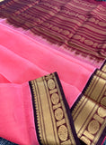 KSC - Double shaded Pinkish Peach with Coffee Brown Korvai