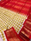 KSC - Off White/Methi Green Kattam with Red Korvai