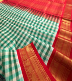 KSC - Off White/Green with Red Kattam Korvai