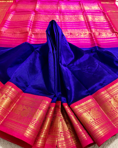 KSC - Royal Blue with Pink Korvai