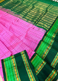 KSC - Deep Rosemilk Pink with Emerald Green Lakshadeepam Korvai