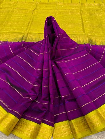KSC - Double shaded Magenta with Lime Green Veldaari Korvai