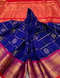 KSC - Double Shaded Royal Blue with Chilli Red Mayil Chakram Kattam