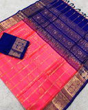 KSC - Double shaded Salmon Pink with Blue Kattam