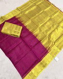KSC - Double shaded Orchid Magenta with Canary Yellow Kattam Korvai