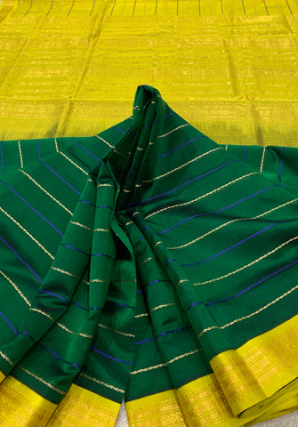 KSC - Double shaded Emerald Green with Lime Green Veldaari Korvai