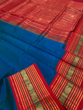 KSC - Peacock Blue with Chilli Red Korvai