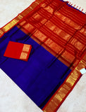 KSC - Double shaded MS Blue with Red Korvai