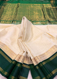 KSC - Venn Pattu with Deep Bottle Green Kottadi Korvai
