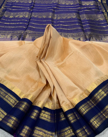 KSC - Golden Beige with Midnight Blue Korvai