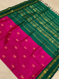 KSC - Double shaded Pattu Rose/Emerald Green Korvai