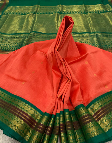 KSC - Double shaded Kanagambara Orange/Emerald Green