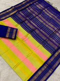 KSC - Candy Cane Pink/Sunny Yellow with Navy Blue Korvai