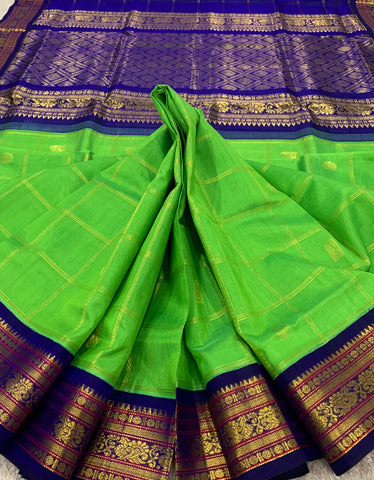 KSC - Parrot Green with Navy Blue Kattam