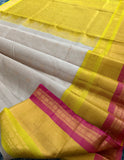 KSC - Double shaded Pastel Grey with Sampangi Yellow Korvai