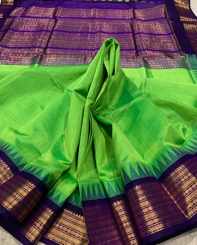KSC - Double shaded Lyril Green with Violet Korvai