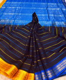 KSC - Black Veldaari with Blue/Yellow Ganga Jamuna Korvai
