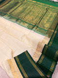 KSC - Venn Pattu with Deep Bottle Green Kottadi Korvai