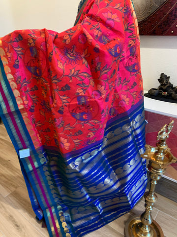 PKSC - Pattu Rose/Peacock Blue Korvai