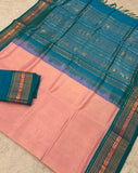 KSC - Lotus Pink with Teal Blue Korvai