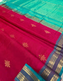 KSC -  Double shaded Vermillion Red with Sea Green Kolam