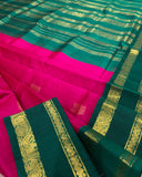 KSC - Double shaded Pattu Rose/Emerald Green Korvai