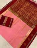 KSC - Double shaded Salmon Pink/Maroon Kattam Korvai