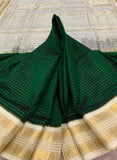 KSC - Deep Emerald Green with Venn Pattu Kattam Korvai