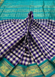 KSC - Violet/White Kattam with Sea Green Korvai