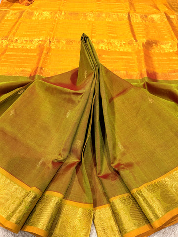 KSC - Double shaded Vendhaya Green with Mustard Yellow