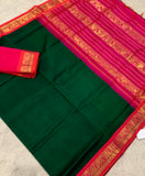 KSC - Emerald Green with Double shaded Orangish Pink Korvai