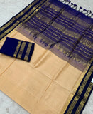 KSC - Golden Beige with Midnight Blue Korvai
