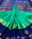 KSC - Double shaded Sea Green/Royal Blue Kottadi Korvai