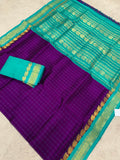 KSC - Double Shaded Kathiripoo with Sea Blue Korvai Muted checks
