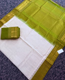KSC - Venn Pattu with Olive Green Kattam Korvai