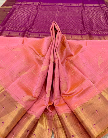 KSC - Blush Pink with Magenta Paithani border